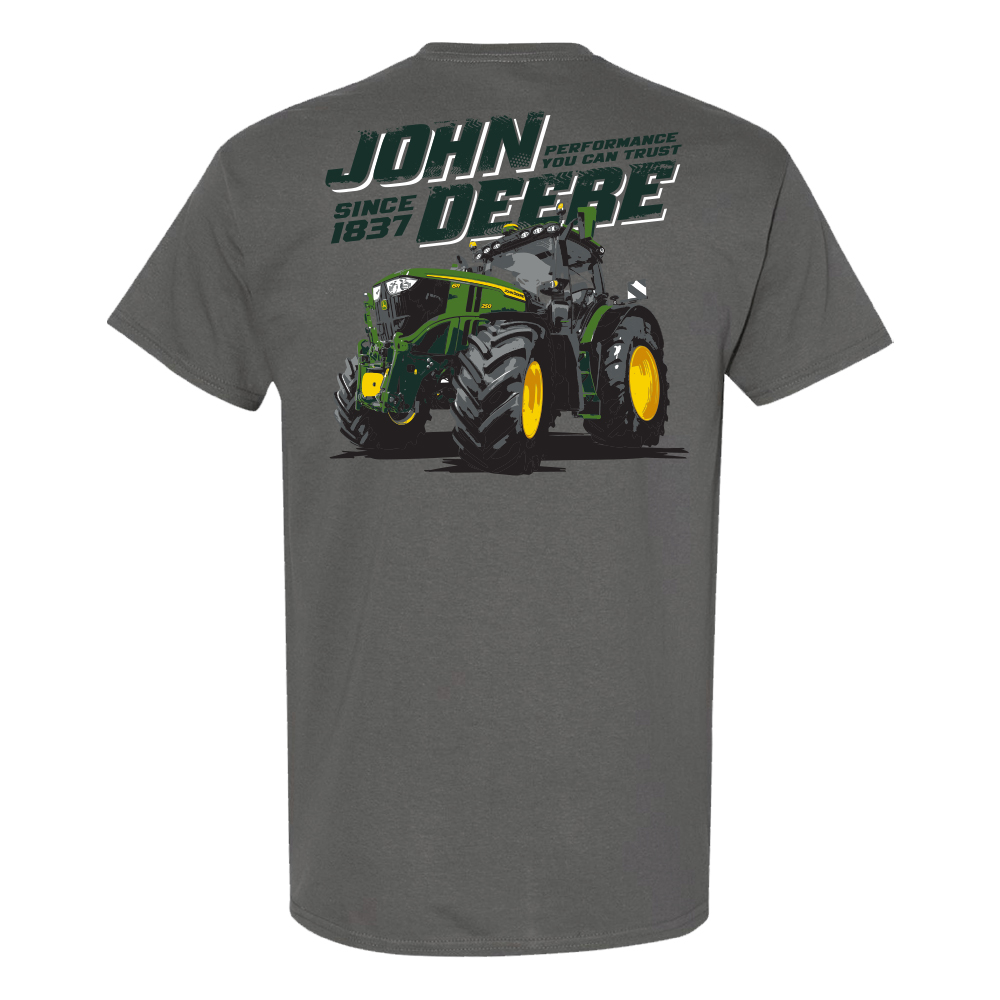 JOHN DEERE T-Shirt Anthrazit mit Traktor Motiv