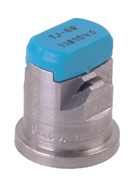 Doppelflachstrahldüse TJ 110° hellblau V2A aus der Kategorie Spritzgestänge und Düsen