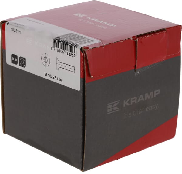 Pflugschraube, Kopftyp 1 Nase, M10 x 25mm, 8.8, Kramp 10251N