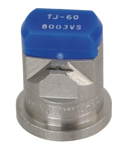 Doppelflachstrahldüse TJ 80° blau V2A aus der Kategorie Spritzgestänge und Düsen