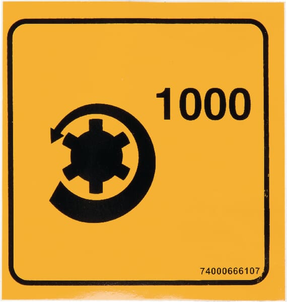 Aufkleber 1000 U/min (74000666107) – passend für Kongskilde Howard