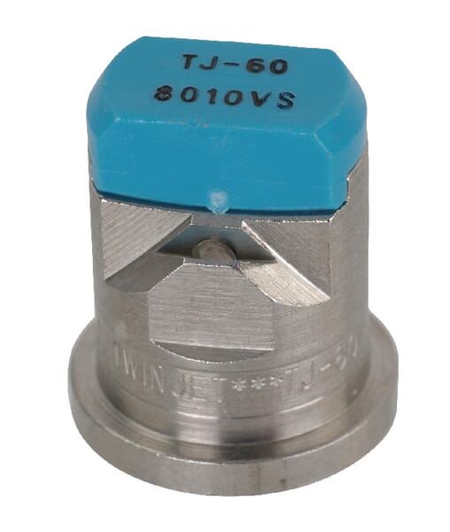Doppelflachstrahldüse TJ 80° hellblau V2A aus der Kategorie Spritzgestänge und Düsen