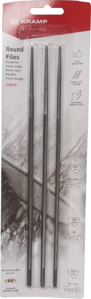 Kettensägekettenfeilenset 5/32"3/16"7/32", 4/4.8/5mm rund, auf Kartonblister, (3x insgesamt) (5323167323FKR) von  Kramp