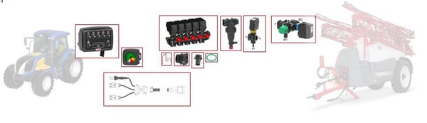 Satz Auslegerspritze 5 Sektionen, Schaltkasten aus der Kategorie Regeltechnik