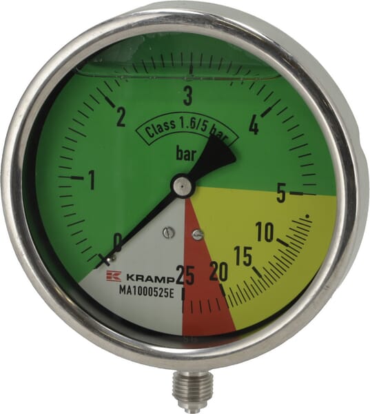Manometer Ø100mm 0-5-20-25 1/4" BSP  Anschluss unten aus der Kategorie Regeltechnik