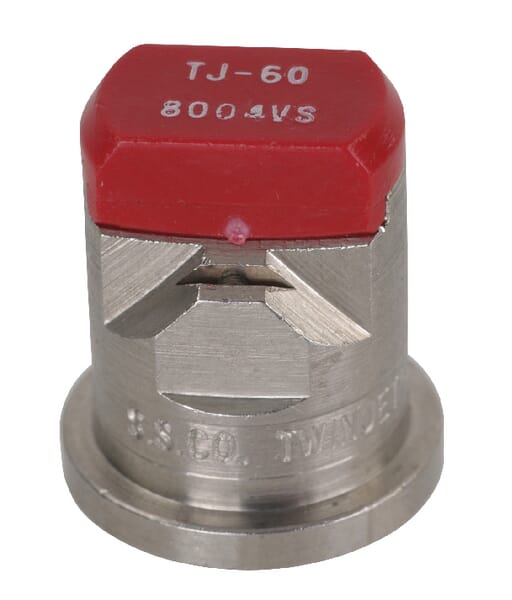 Doppelflachstrahldüse TJ 80° rot V2A aus der Kategorie Spritzgestänge und Düsen