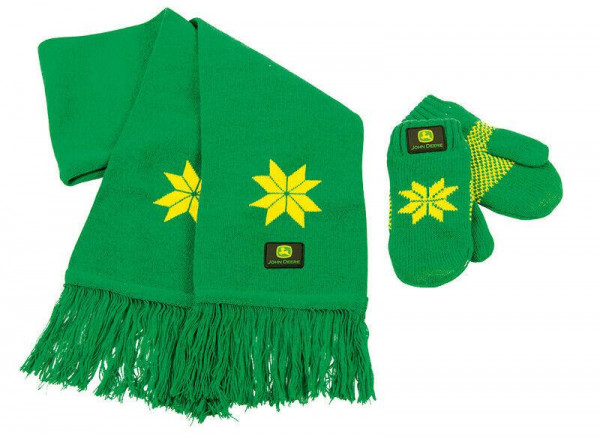 JOHN DEERE Kinder-Set Schal und Fausthandschuhe Grün