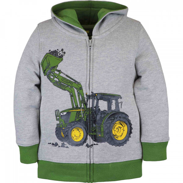 JOHN DEERE Fleece-Jacke Kleinkinder mit Reißverschluss und Traktor mit Schaufel